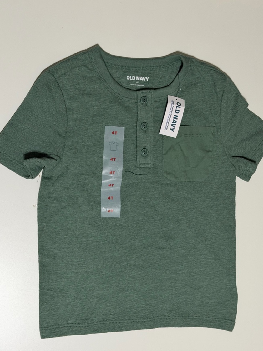 Old Navy Boys' Green Henley Pocket Tee